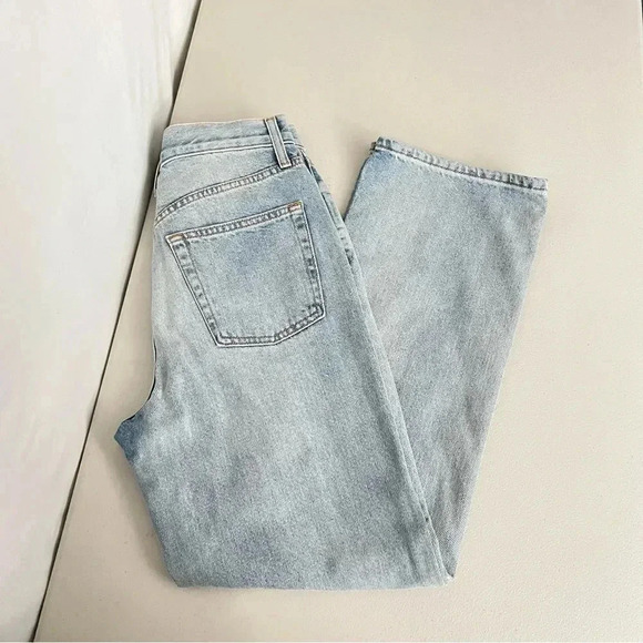 Topshop Asos Kort Petite Size 6/28 High Waist Wide Leg Light Blue Denim Jeans - Picture 1 of 9